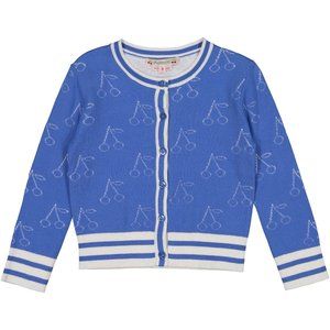 Bonpoint cherry cardigan sweater blue white